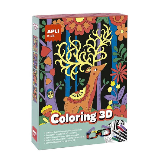 APLI Kids 3D spalvinimo rinkinys su akiniais – Gyvūnai