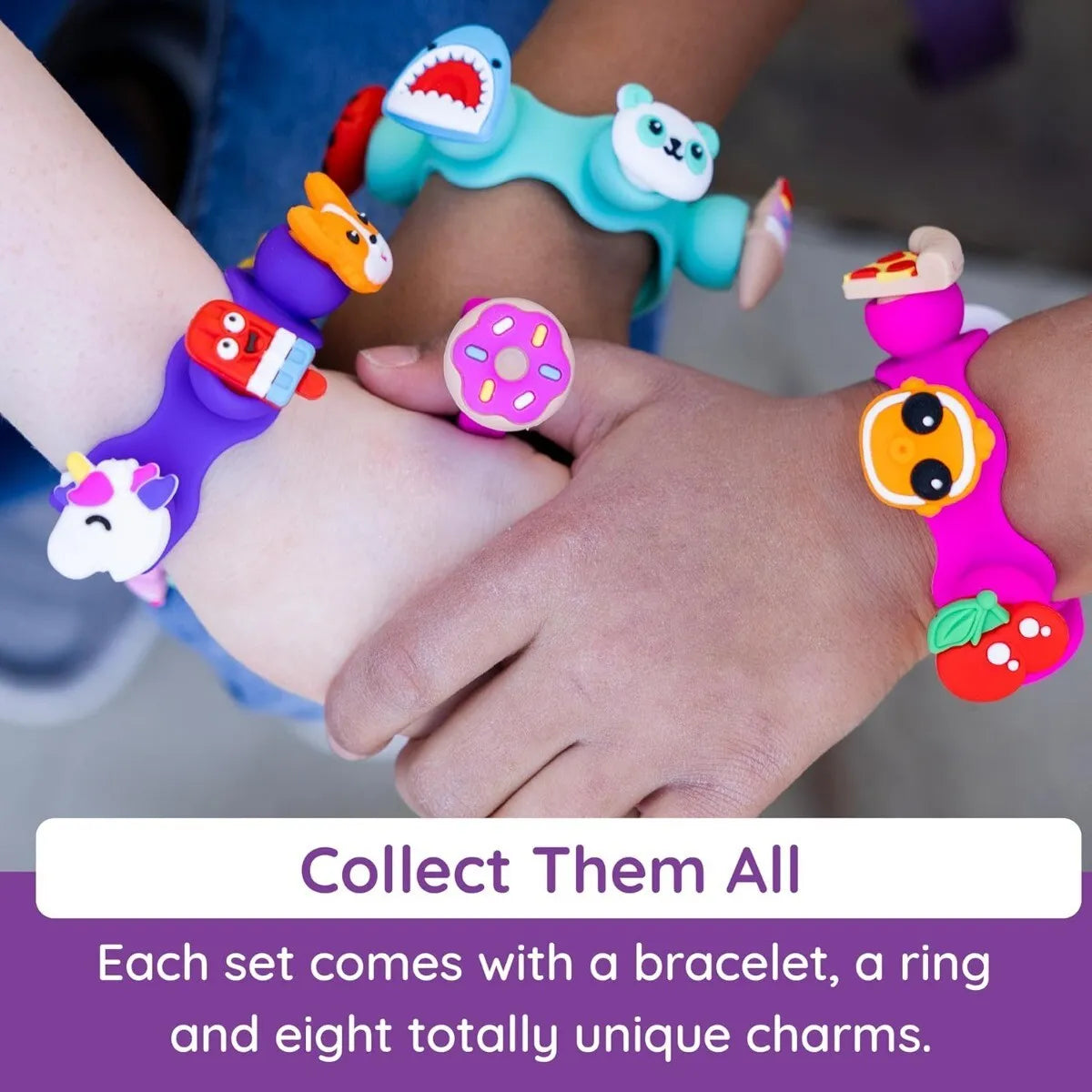 Fat Brain Toys Plip Charms silikoninė apyrankė - rožinė